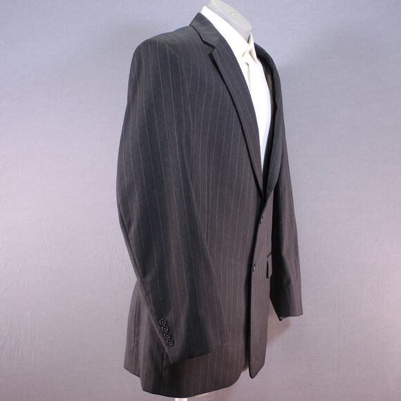 Jos A Bank Black Striped Wool 2 Piece Suit Men's 2 Btn 46L Pleated Fronts 39" W - Picture 3 of 13